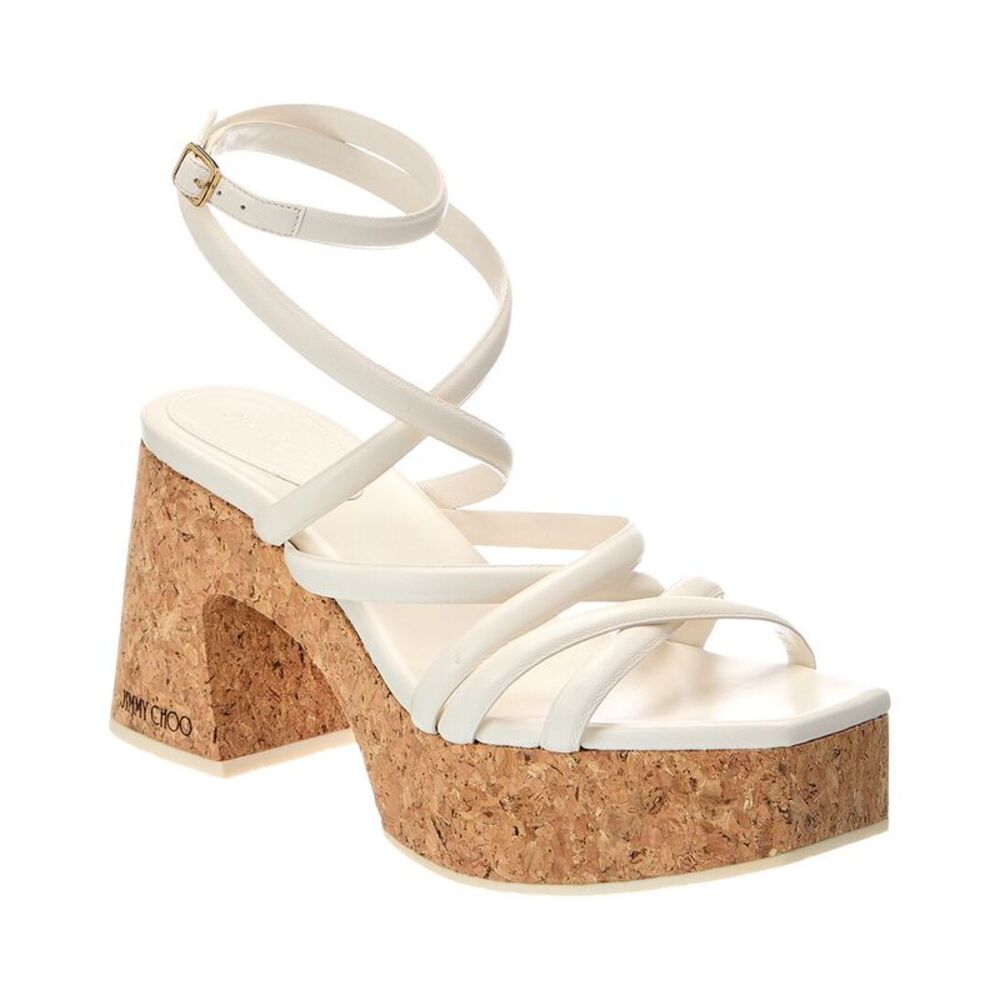 Jimmy Choo Cecelia 95 Leather Platform Sandal, White